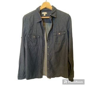 J. Crew denim button down shirt convertible sleeves size 8